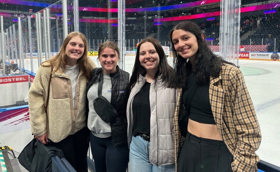 Students at a hockey game - Day 8 Part 2 - TAMK University and city of Tampere - Paper Science and Engineering Study Abroad