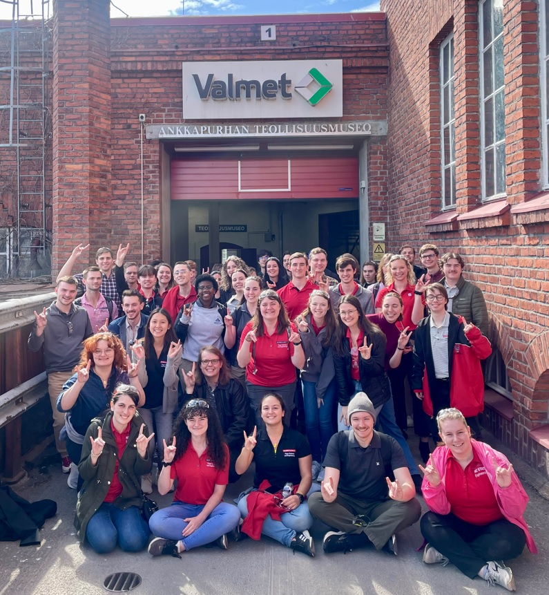 Group photo outside of Valmet - Day 1 - Valmet Fiber Technology Center/Boat Cruise - Paper Science and Engineering Study Abroad